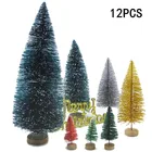12 шт. Мини Рождественская елка 4,5 см маленький Санта-Клаус Снег Рождественские украшения для дома Мороз деревня дом новый год 2021 поставки