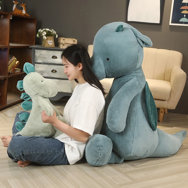 Ультра мягкая милая плюшевая кукла динозавра Huggable зеленая/синяя игрушка детские