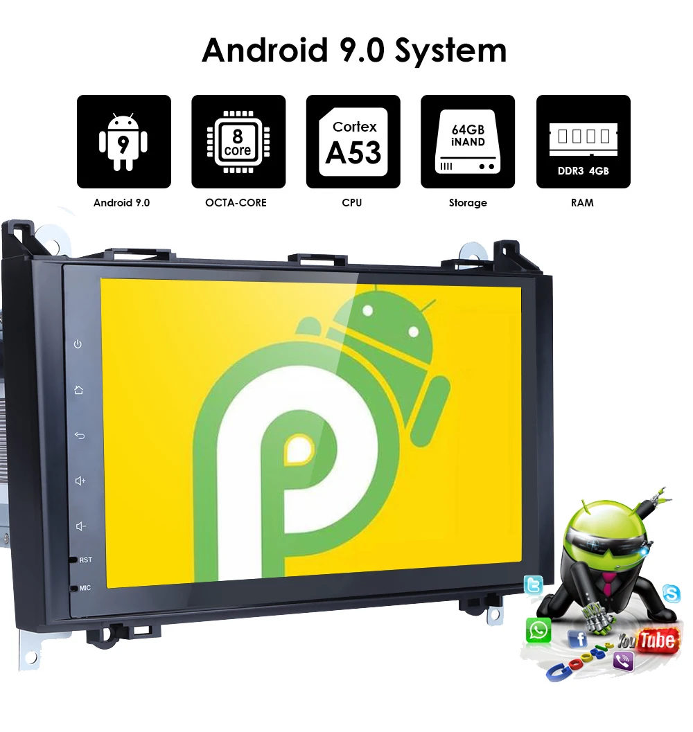 2din Android9.0 9''Car gps Штатная для Mercedes Benz B200 A B класс W169 W245 Viano Vito W639 Sprinter W906 4G Bluetooth радио