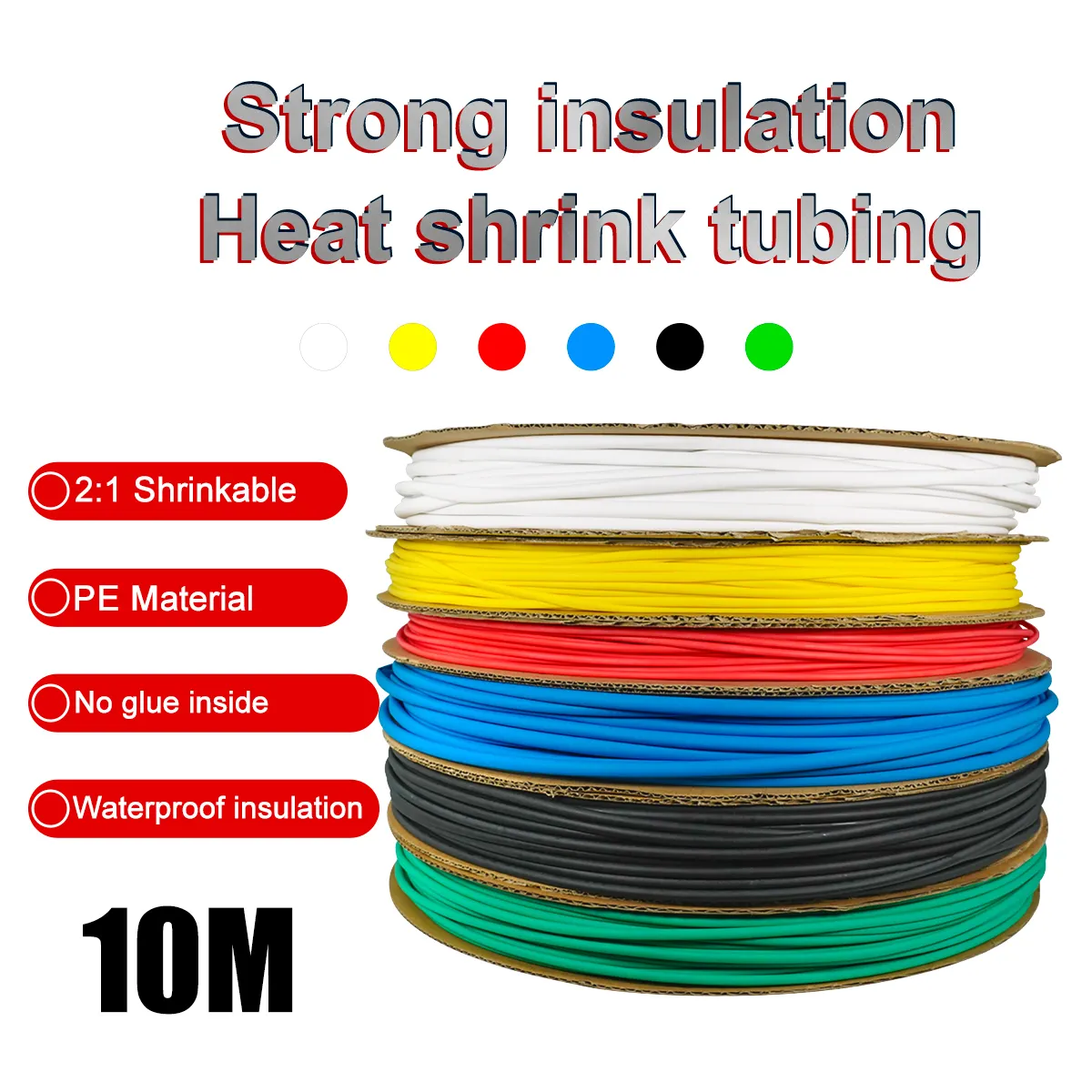 10 Meter Waterproof Heat Shrink Tube Insulating Sleeve Universal Wire Protection Heat-shrinkable Sleeve No Glue Inside
