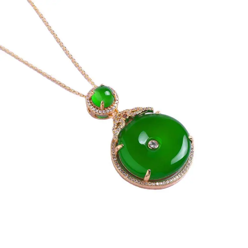 

Women Necklace Gemstone Jewelry Natural Pink Jade Round Pendants Necklaces Female Silver 925 Jewelry Gift Drop Ship