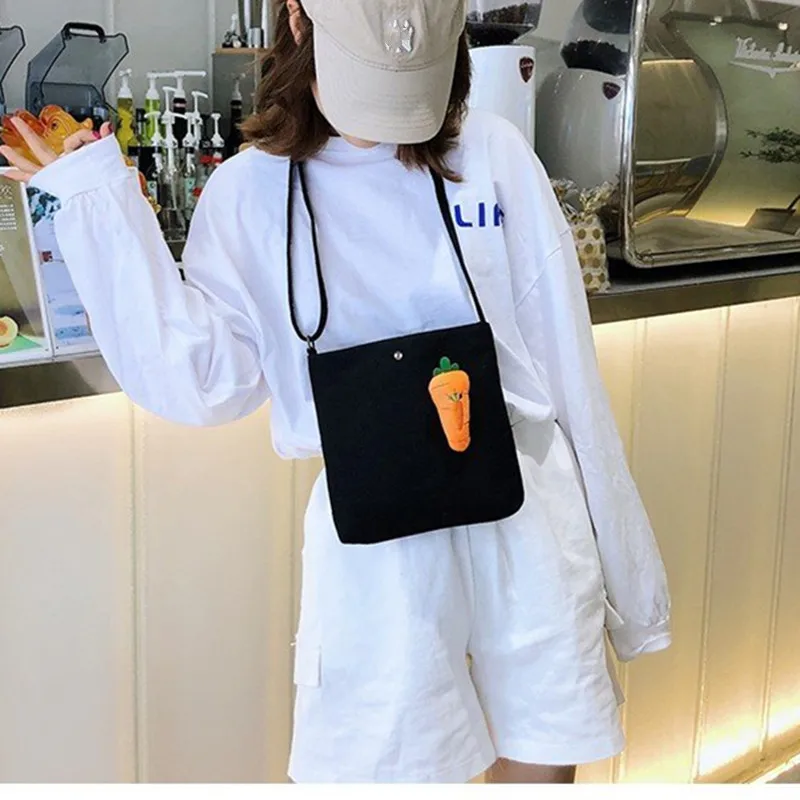 M446 мультяшная модная сумка-мессенджер для женщин холщовая квадратная сумка