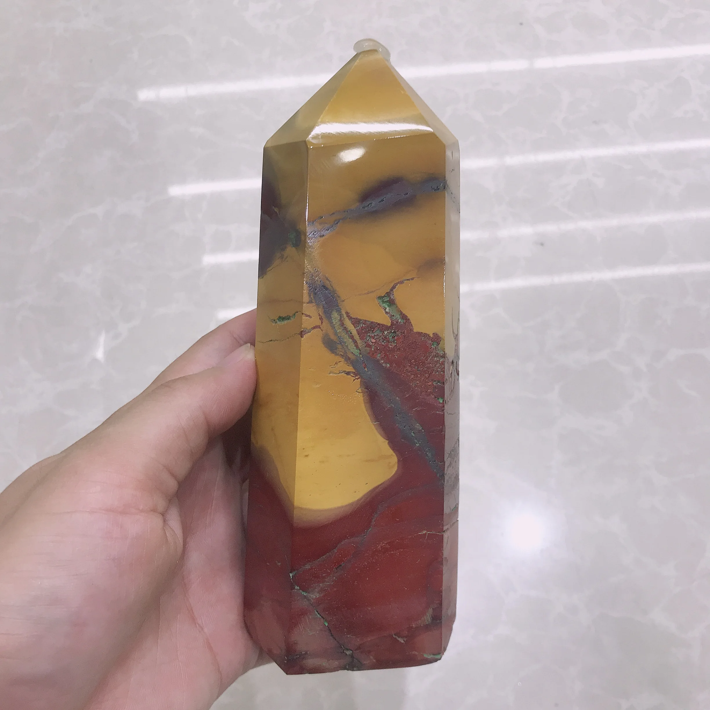 

Natural stone mineral egg Yellowstone quartz crystal point restoration decorative stone jewelry room design prism tower
