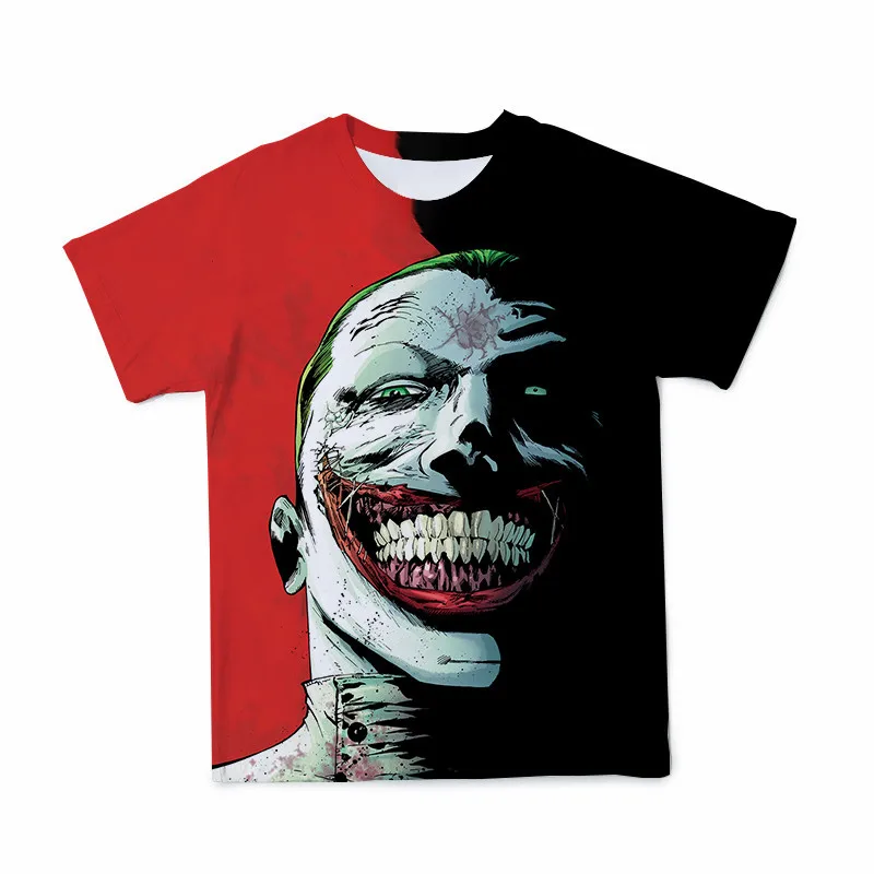 

Hot Sale 3D T Shirt Fashion Women Clothing Joker Face T-shirt For Men Terror Smile T-shirts Clown Printing Short Sleeve Clothes