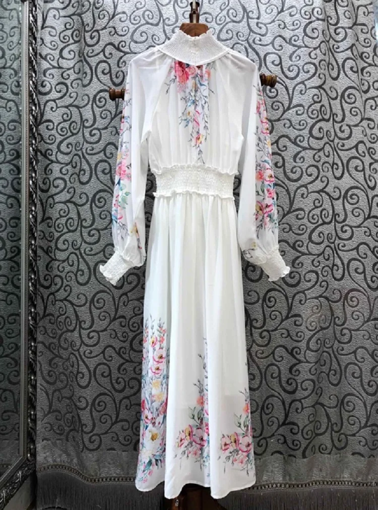 

2019 Autumn Fashion White Green Dress High Quality Designer Clothing Women Turn-down Collar Long Sleeve Casual Shirt Dress Belts