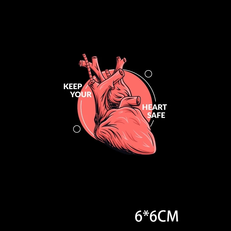 

Cartoon Punk Red Heart Patches Clothes DIY Thermo-stickers Heat Transfer Patch Stripe Iron on Transfers For Clothing Stickers