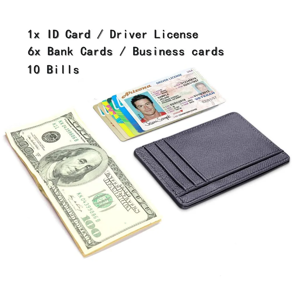 Men Card Holder PU Leather 6 Cards Slot Ultra-thin Lichee Pattern Wallet H9 | &amp ID Holders