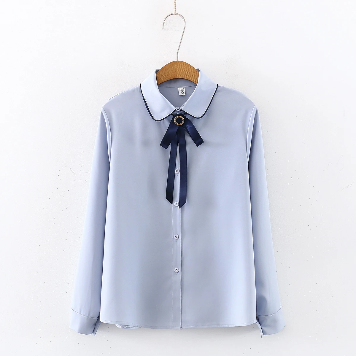 Новинка весны 2020 Женская однотонная шифоновая белая рубашка с длинным рукавом