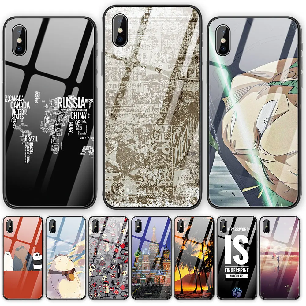 Модный чехол для телефона из закаленного стекла с аниме iPhone 5 5S SE 6 6S 7 8 Plus X XS XR XSMAX 11