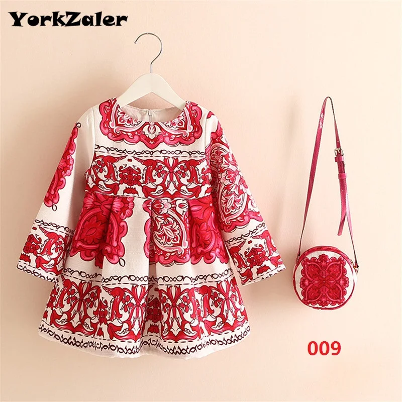 Летнее платье для девочек с сумочкой принцессы Новинка милая детская одежда