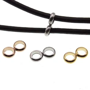 100 шт розовое золото из нержавеющей стали с двойным отверстием разделительные бусины для изготовления ювелирных изделий подходят 2-8 мм веревка ожерелье позиционирования пробки Бусины