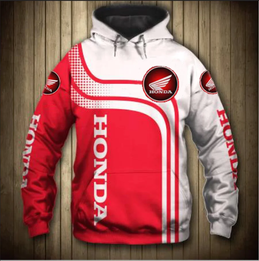 

2021 New Fashion Honda 3D Printing Wing Punisher Hoodie Men's Sportswear Harajuku Sweatshirt Pullover Leisure Motorcycle Jacket