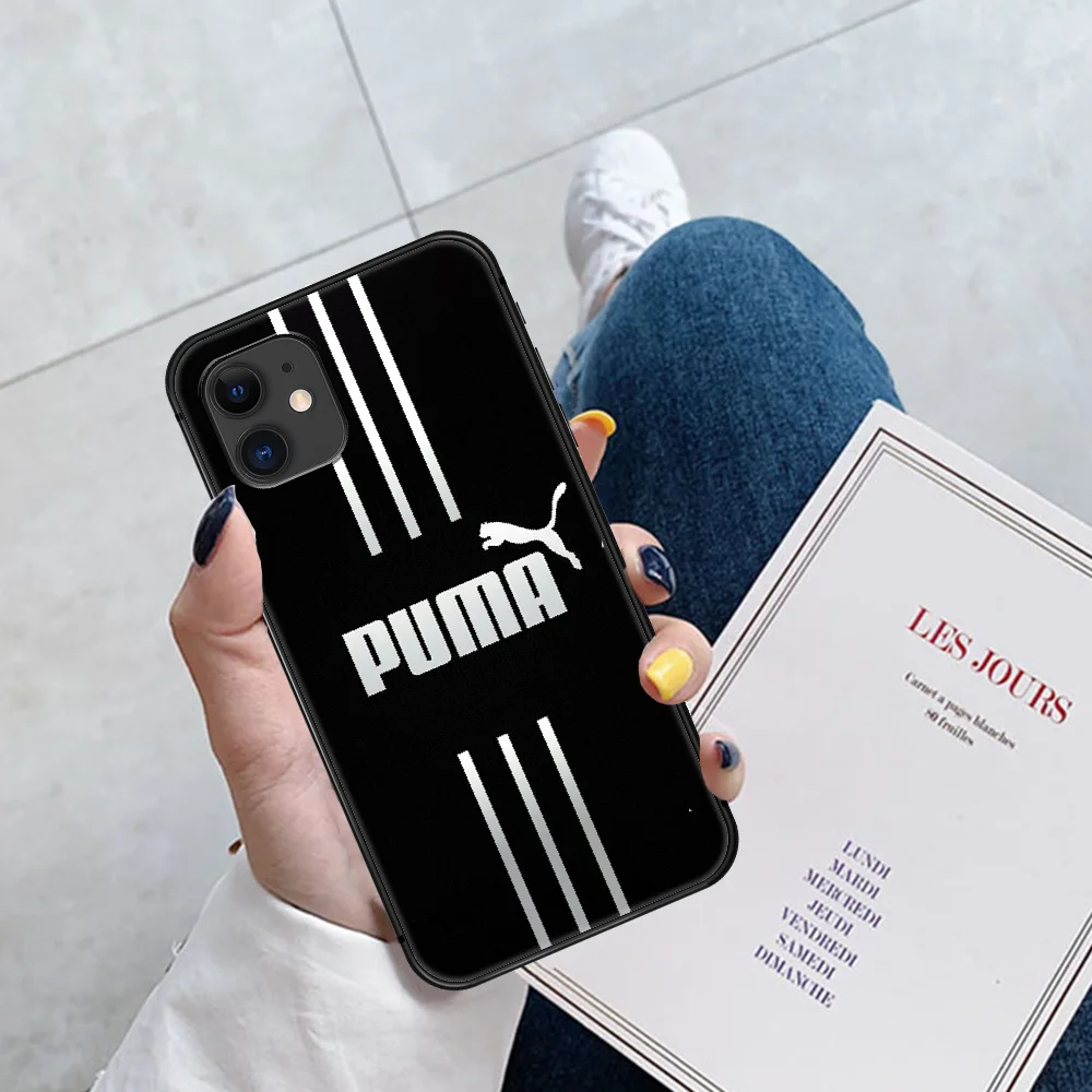 

Luxury Brand Fashion Puma Phone Case For Iphone 5 5S SE 2020 6 6S 7 8 Plus 11 12 Mini X XS XR Pro Max black Cover Fashion Bumper