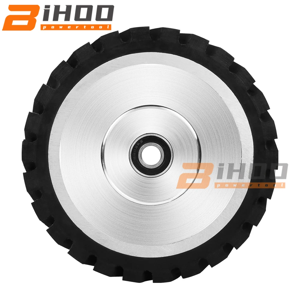 

150mm Grooves Rubber Contact Wheel Dynamic Balanced Belt Grinder Grinding Belt Set for Metal Grinding 1PC
