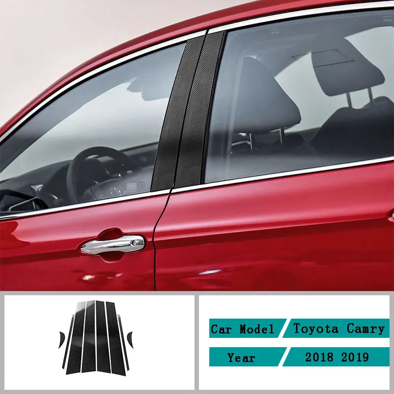 

Carbon Fiber Car Accessories Interior B Column Decoration Protective Decals Cover Trim Stickers For Toyota Camry 2018 2019