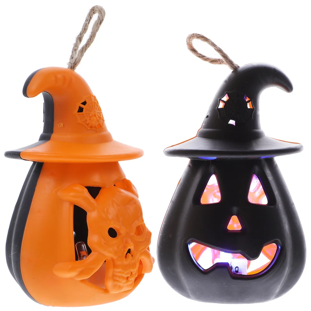 

2Pcs Pumpkin Lamp Festival Hanging Light Adornment Luminous Light
