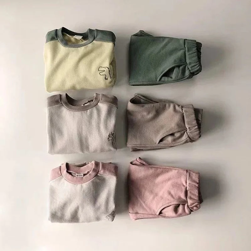 

Комплекты весенней детской одежды для мальчиков и девочек, спортивный пуловер, свитер + штаны, костюмы, комплекты одежды для младенцев