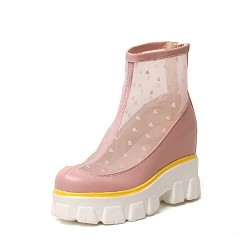 Ботильоны женские на платформе и высоком каблуке розовые 43 цвета | Обувь