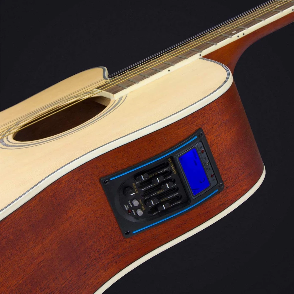 

Guitar Pickups EQ Equalizer Pickup LC-5 5 Band with LCD Tuner Volume Controlfor Acoustic Guitar Musical Instrument Black