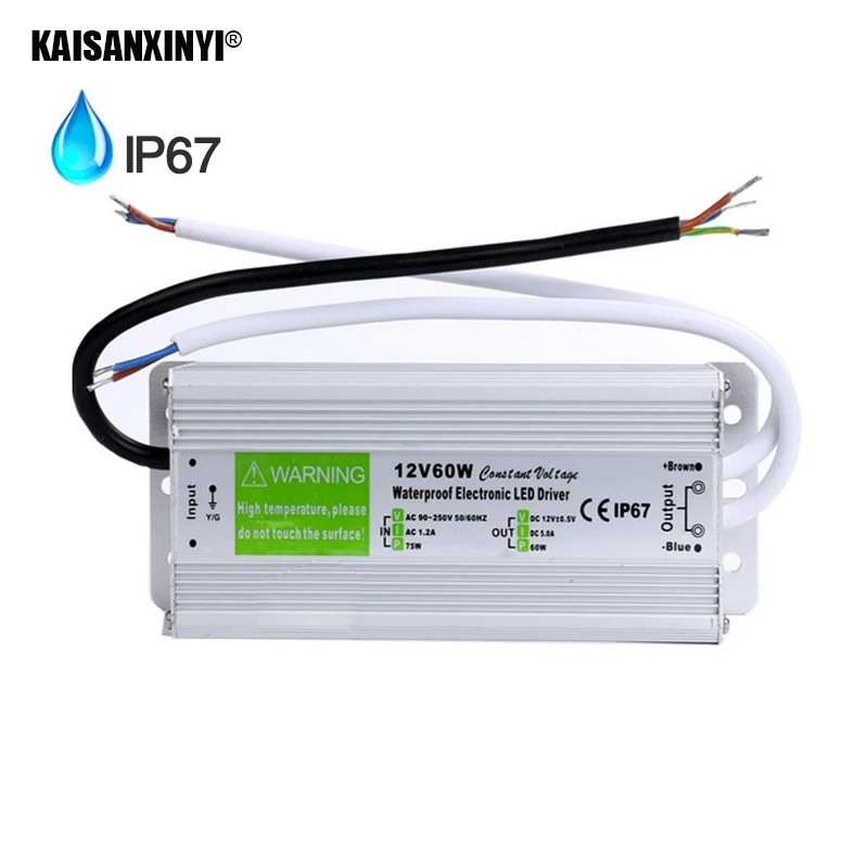 Водонепроницаемый IP67 Светодиодный драйвер Ac dc 12V/24V 10W 15W 20W 25W 30W 36W 45W 50W 60W 80W 100W 120W 150W