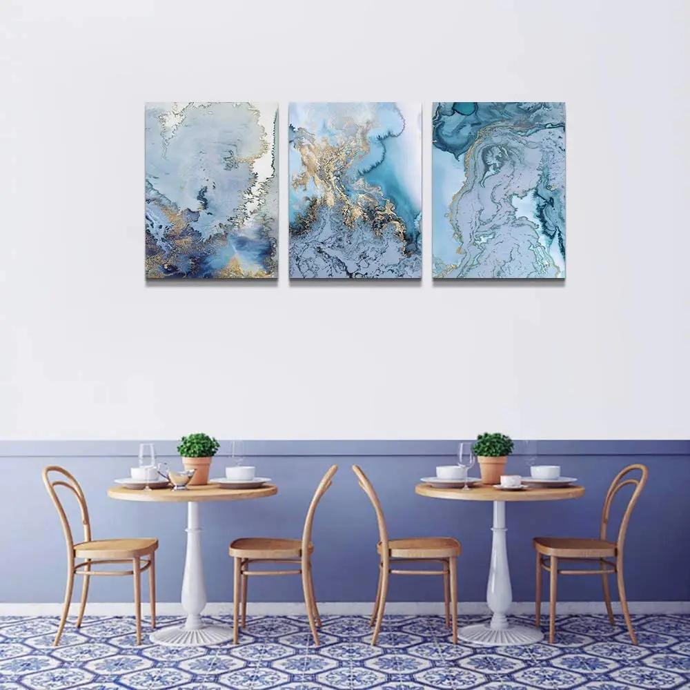 Абстрактный холст для гостиной Декор синие абстрактные Акварельные картины
