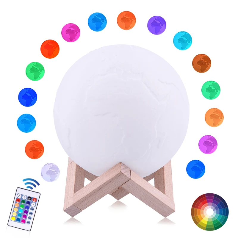 

Rambery Moon lamp 3d print earth moon light Recharg night light LED light 2colors touch home Decor Creative gift