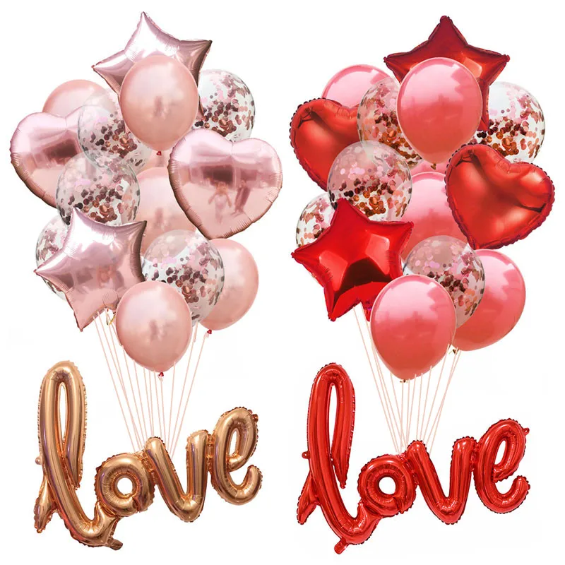 

Wedding Foil Balloon Round Confetti Ballon Heart Helium Balloons Birthday Party Decorations Adult Kids Event Party Baloon Baloes