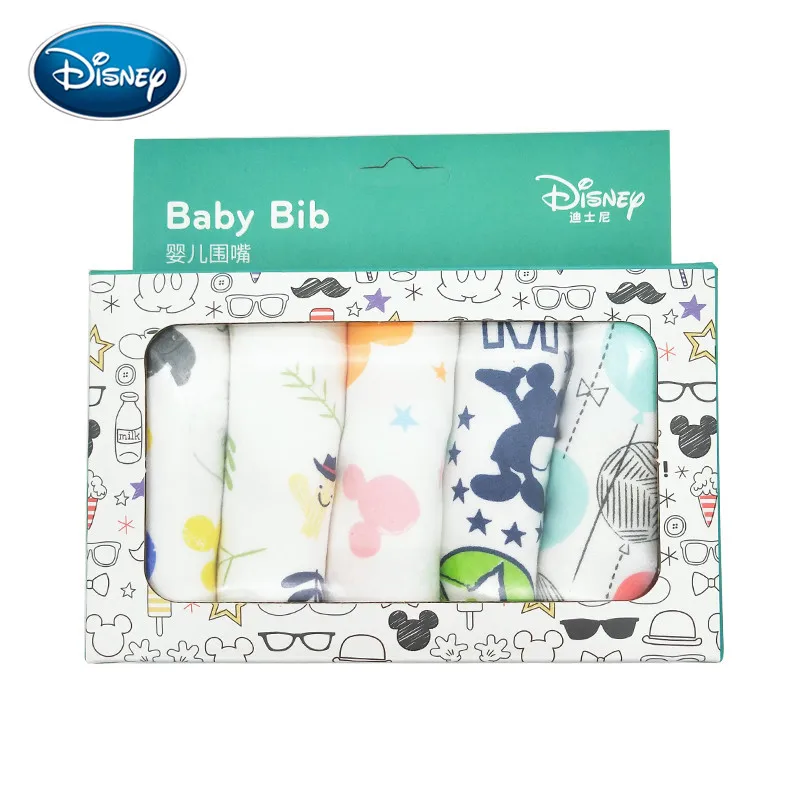 Disney 5pcs/box baby cartoon saliva towel cotton print Mickey bib double triangle eat | Детская одежда и обувь