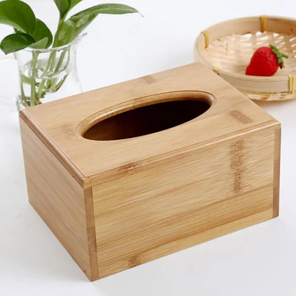 

Wooden Cubic Rectangular Tissue Storage Box Paper Case Home Hotel Napkin Holder