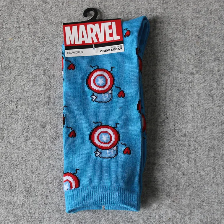 7 Герой комиксов Marvel General/Носки Теплые повседневные носки до колена с рисунком Железного человека Капитана Америки - Цвет: 7