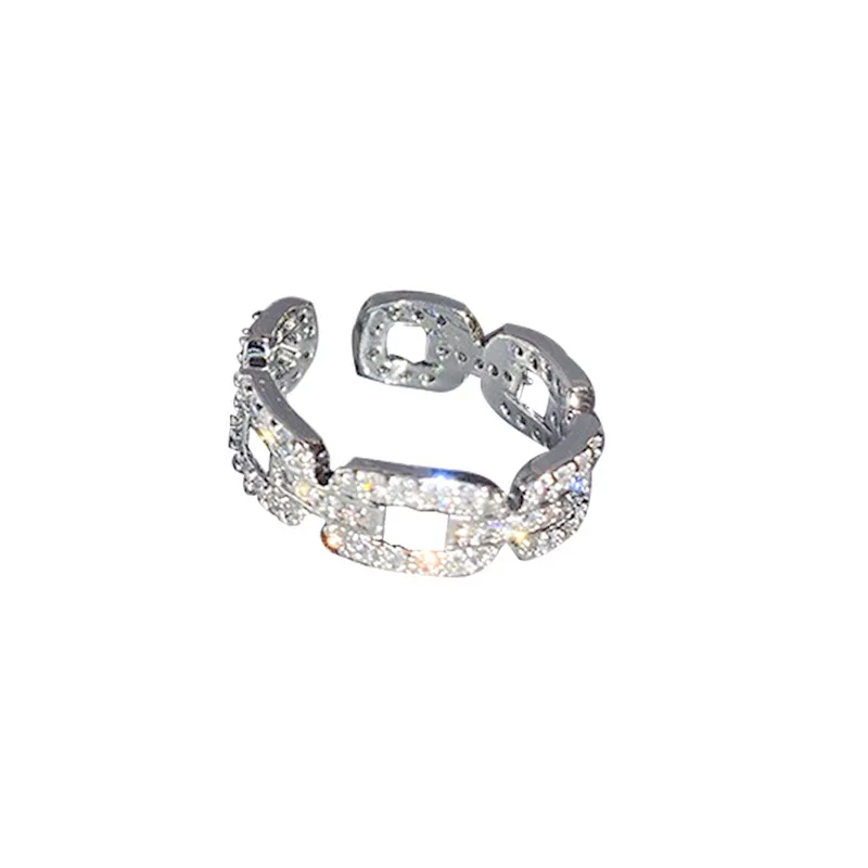 

LOVOACC Retro Sparkly Rhinestone Charm Rings for Women Femme Gold Color Metallic Hollow Geometric Adjustable Open Ring Gifts