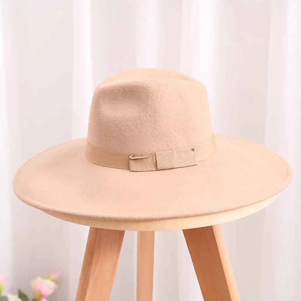Модная женская шляпа-федора из 100% шерсти с лентой элегантная джентльменская