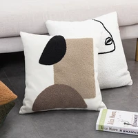 embroidery cushion cover 45x45cm abstract white geometric pillow cover for sofa bed chair living room home decoration pillowcase