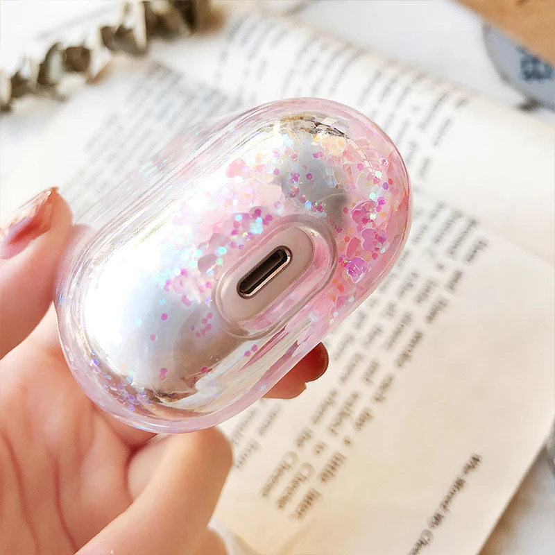 Жидкий зыбучий песок блеск ударопрочный чехол для Airpods 2 1 беспроводной чехол для наушников прозрачный защитный чехол для наушников
