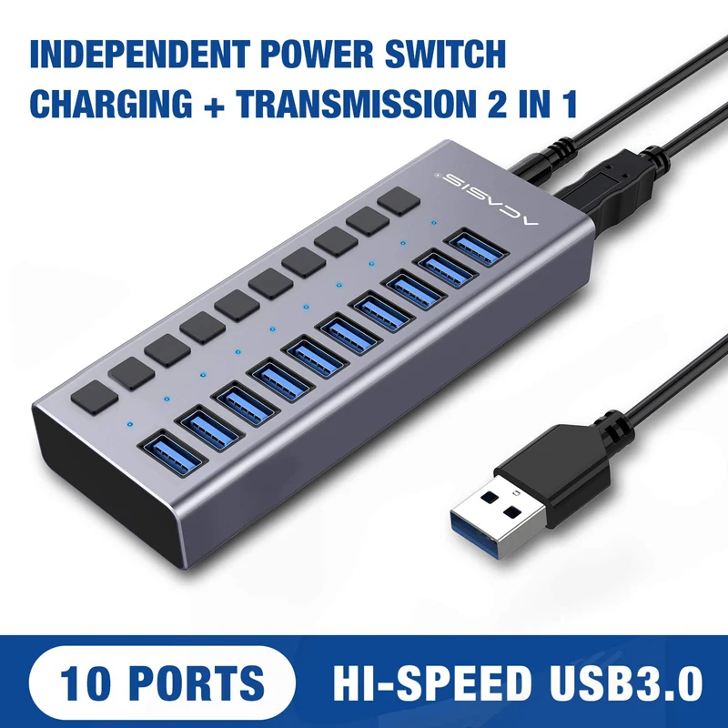 Концентратор Usb 3 0 10 портов разветвитель для ноутбука Macbook ПК быстрой зарядки