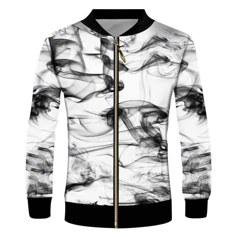 Модная мужская куртка на молнии в китайском стиле с 3D принтом и цветами чернил