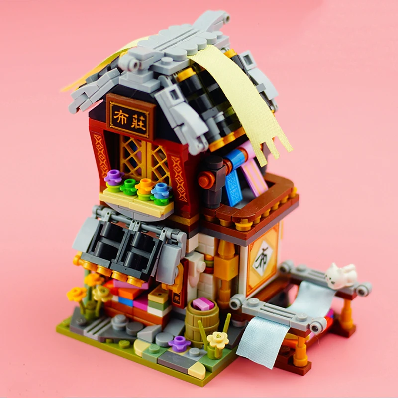 LOZ 1734 City Street Chinatown Cloth Drapery Shop Store Architecture 3D Mini Blocks Bricks Building Toy for Children Gift no Box | Игрушки и