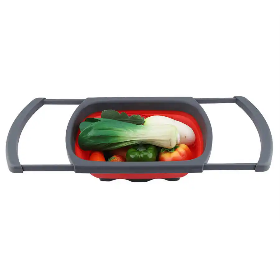 

Multifunctional Silicone Foldable Retractable Draining Basket Kitchen Tool New
