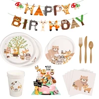 woodland animals party disposable tableware jungle safari birthday party decor woodland creatures jungle animal forest party dec