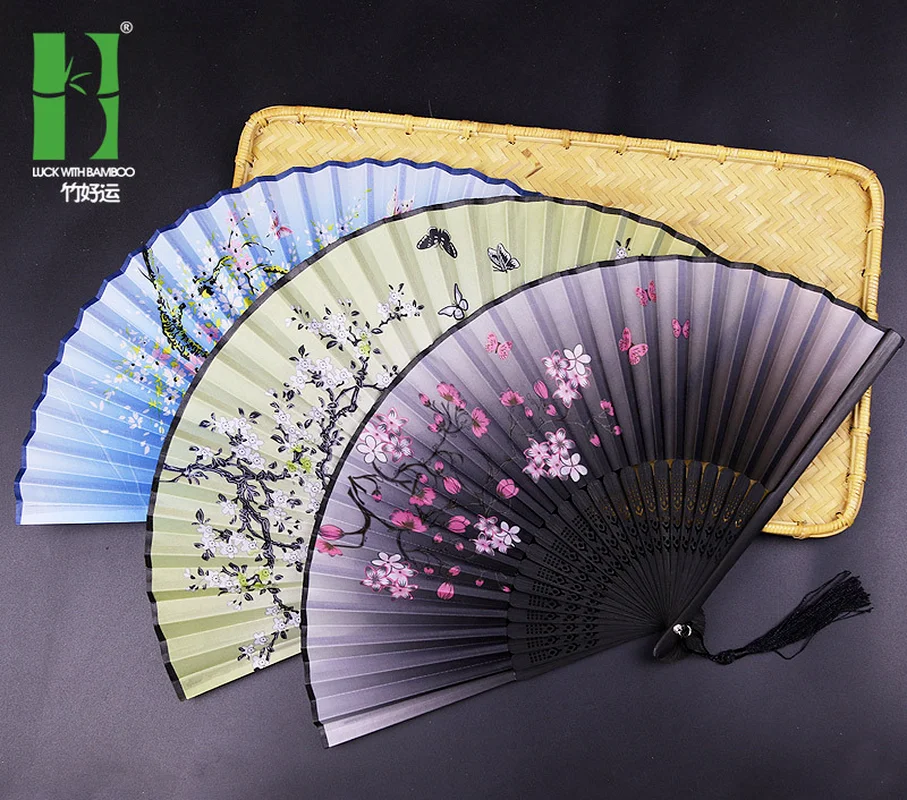 

2021 new bamboo antique folding fan Chinese style silk fan summer female dance fan portable fan hand fan durable household
