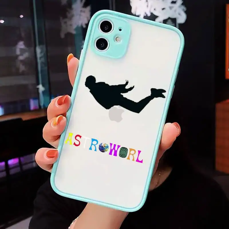

Travis Scott Astroworld Phone Case For iPhone 12 11 Mini Pro XR XS Max 7 8 Plus X Matte transparent blue Back Cover