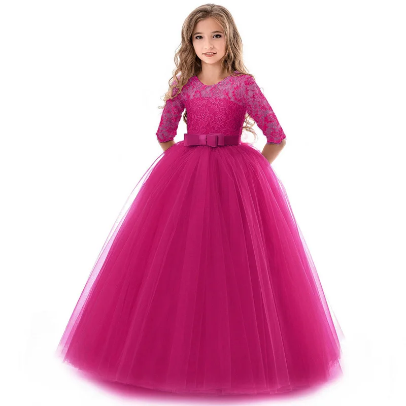 Girls Summer Dress Kids Lace Wedding Dresses Elegant Prom Children Girl Princess Long 4-14 Years WGD0033 | Детская одежда и обувь