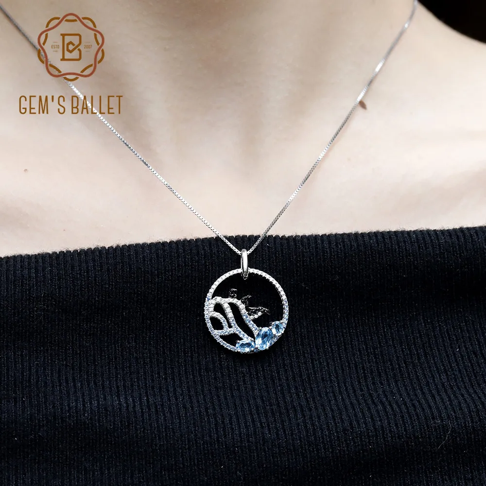 GEM'S балет милый Ледниковый Пингвин кулон натуральный голубой топаз 925 пробы