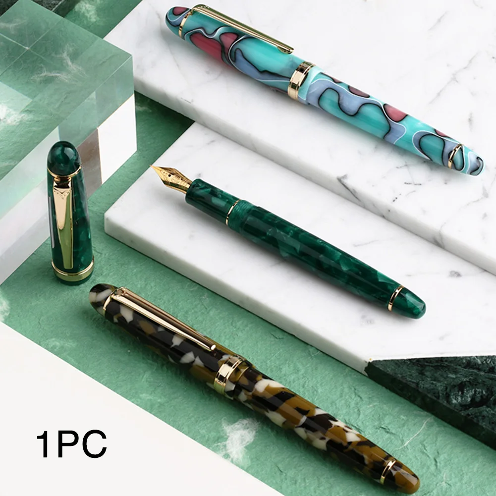 

Writing Office Student Adult Gold Plated Nib Resin Fountain Pen Gift Stationery Anti Slip S3 EF F Smooth