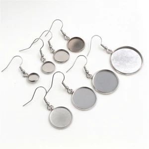 (Не выцветает) 8 10 12 14 16 18 20 25 мм 10 шт нержавеющая сталь кабошон серьга Настройки Серьги основание, Diy серьги-крючки