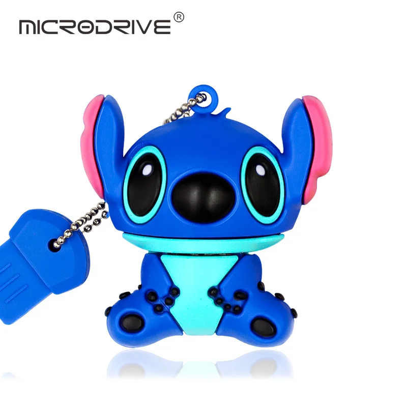 Синий Настоящий мультяшный USB флеш-накопитель Lilo& Stitch, 4 ГБ, 8 ГБ, 16 ГБ, 32 ГБ, 64 ГБ, 128 ГБ, флеш-накопитель, usb флеш-накопитель, милая флеш-карта памяти, u-диск - Цвет: Синий