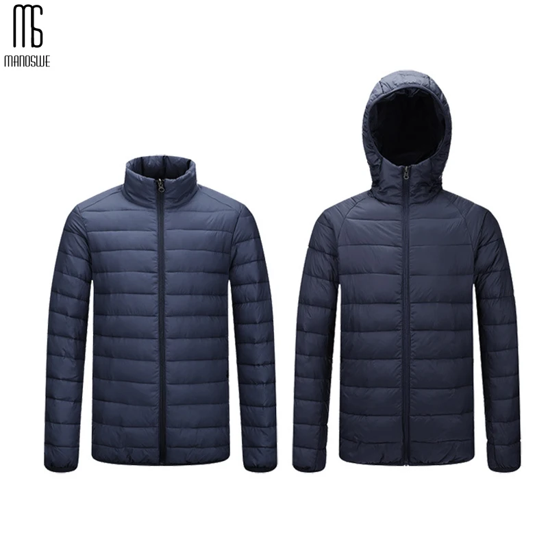Мужской тонкий пуховик Manoswe хлопковый Повседневный теплый на молнии с капюшоном