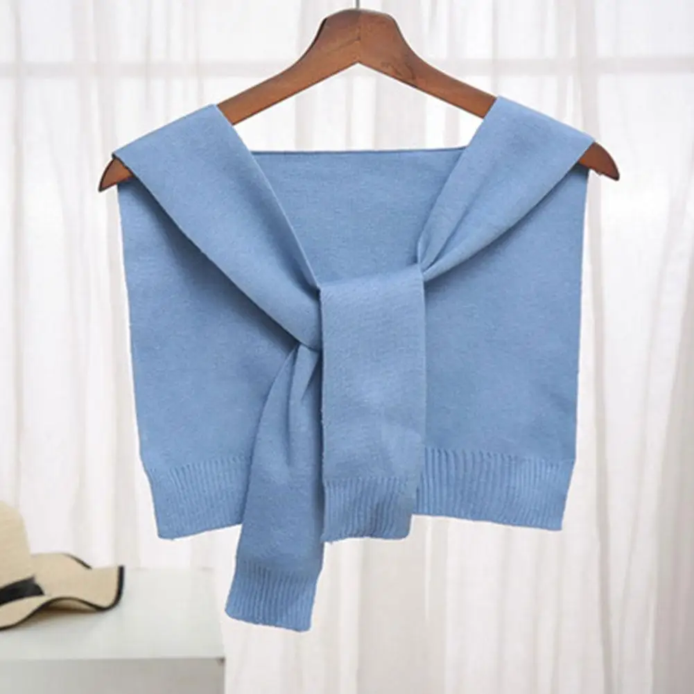 

Korean Wool Knit Warm Scarf Winter Female Blouse Shoulders Color Cape Guard Neck Collar Fake Scarf Knotted Scarf A6z5