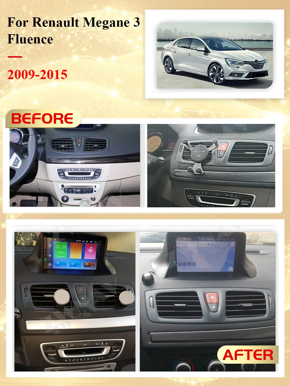 Фото Автомобильный центральный мультимедийный 2 Din Android 14 для Renault Megane 3 Fluence 2009-2015, автомобильный радиоприемник со стереоприемником BT5.0 №4