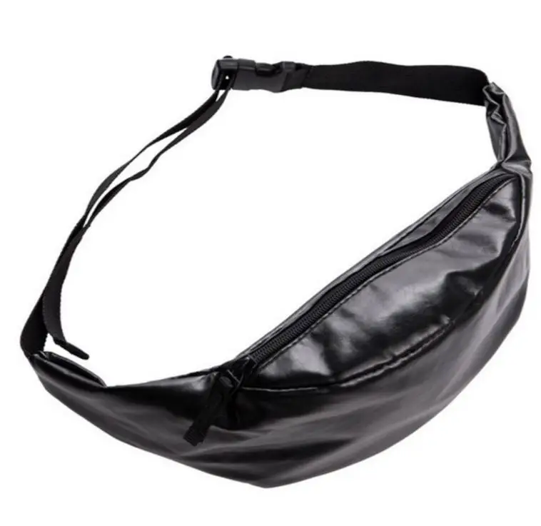 Solid Silver belt bag women leather bags PU cordura military waist bag bolsa cintura pouch fanny packs sac tour de taille